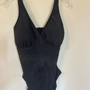 "Aqua Green" Black Women's One Piece Swimsuit Swimwear Waist Over the Shoulder